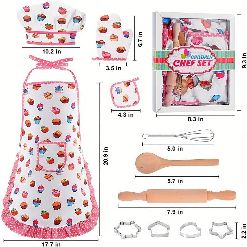Kids Apron And Chef Hat toddler Apron For Girls Pretend Play